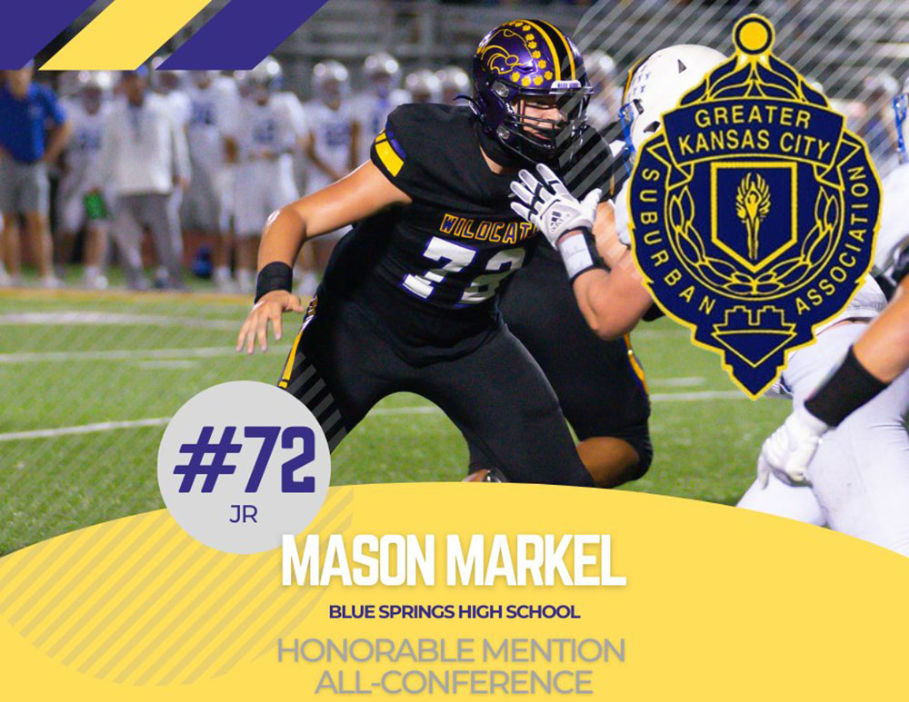 Kansas City Athlete Trained Offensive Lineman Mason Markel, All Conference Offensive Lineman as a Junior at Blue Springs High School, Mason started training at Kansas City Athlete Training in 2024 with Lead Instructor Jim Tuso