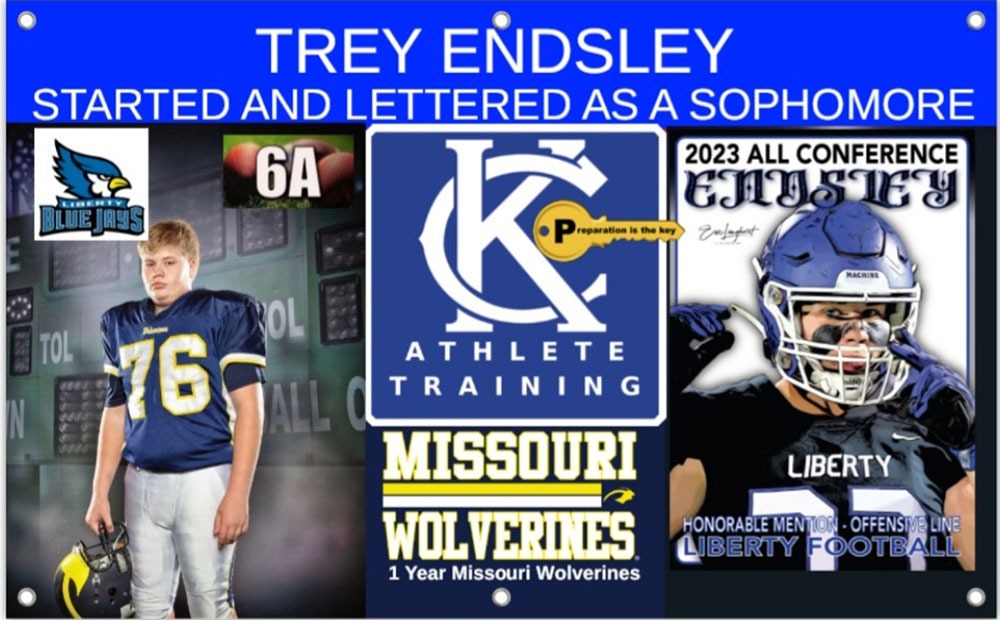 Kansas City Athlete Trained Offensive Lineman Trey Endsley, All Conference Offensive Lineman as a Sophomore at Liberty High School, Trey is a two year starter and has been training at Kansas City Athlete Training since 7th Grade with Lead Instructor Jim Tuso