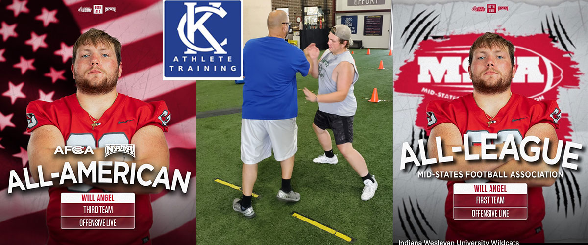 Kansas City Athlete Trained Offensive Lineman Will Angel, 1st Team All State Offensive Lineman for Liberty North High School and All-American Center for Indiana Wesleyan University, trained at Kansas City Athlete Training since 2nd Grade with Lead Instructor Jim Tuso